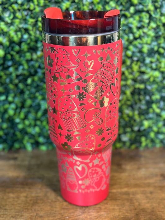 Gnome Love Full Laser Engraved Wrap -40 ounce Tumbler with handle image 1