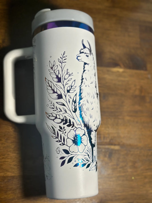 Elegant Rainbow Plated Llama 40 ounce Handled Tumbler image 1