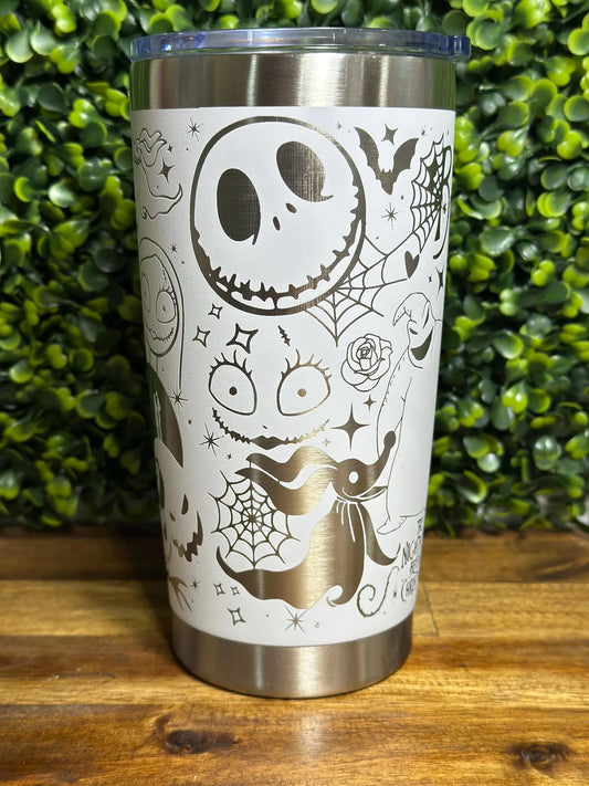 Nightmare Before Christmas Laser Engrave Wrapped Tumbler image 1