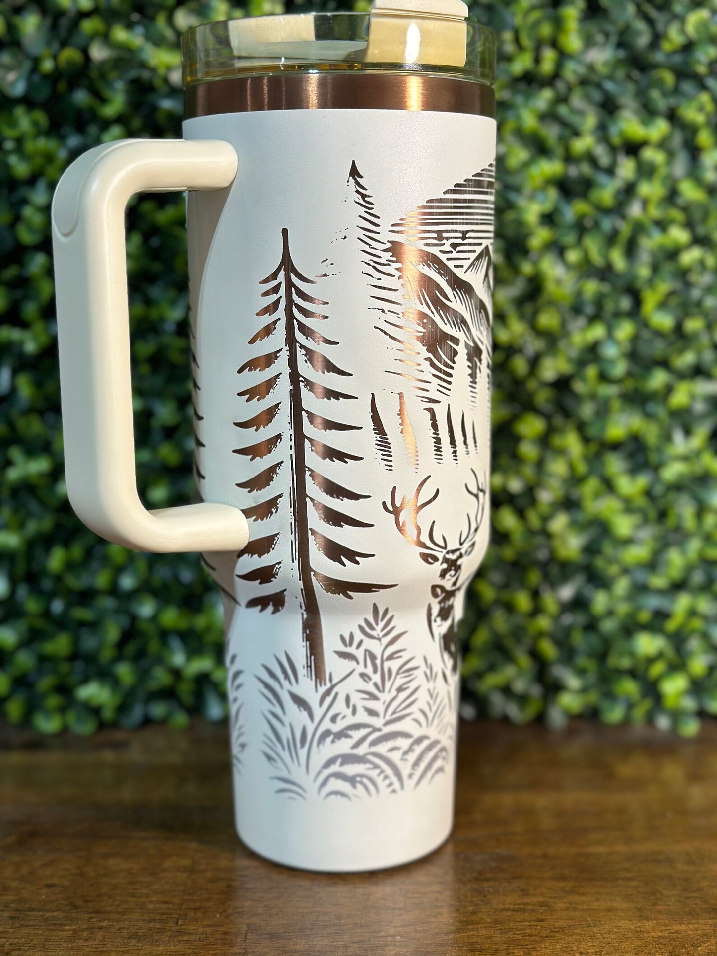 Rustic Deer Hunting Tumbler with Gold/Copper Accents - Gift for Outdoor Fans image 2