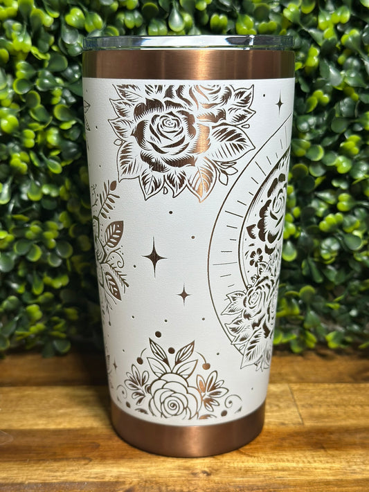 Skull and Rose Copper Plated 20 ounce Tumbler image 1