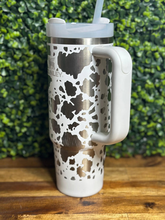 Cow Print Laser Engraved Authentic Stanley Tumbler