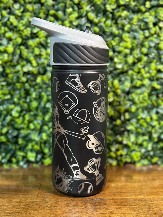 Custom Engraved Baseball Water Bottle - Personalize Your Hydration Game!