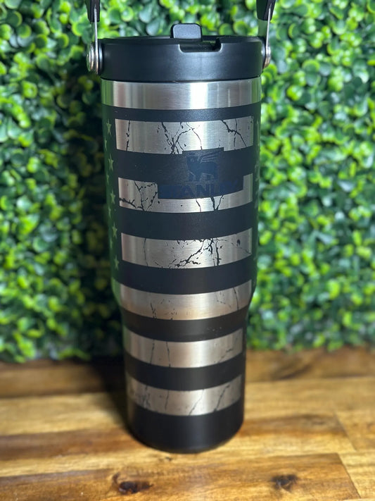 Hunting.Fishing Patriotic Authentic Stanley Flip Top Tumbler image 1