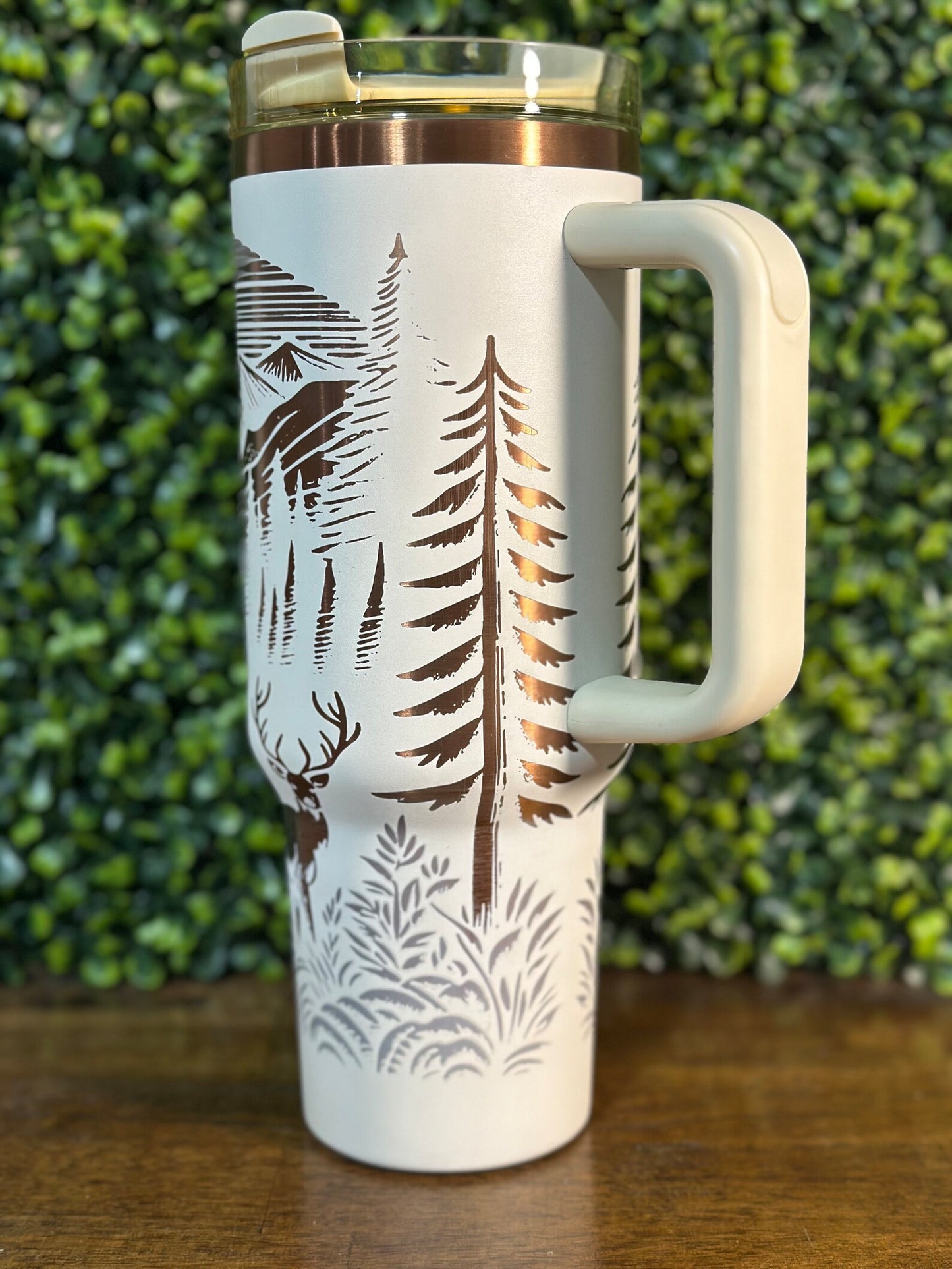 Rustic Deer Hunting Tumbler with Gold/Copper Accents - Gift for Outdoor Fans image 3