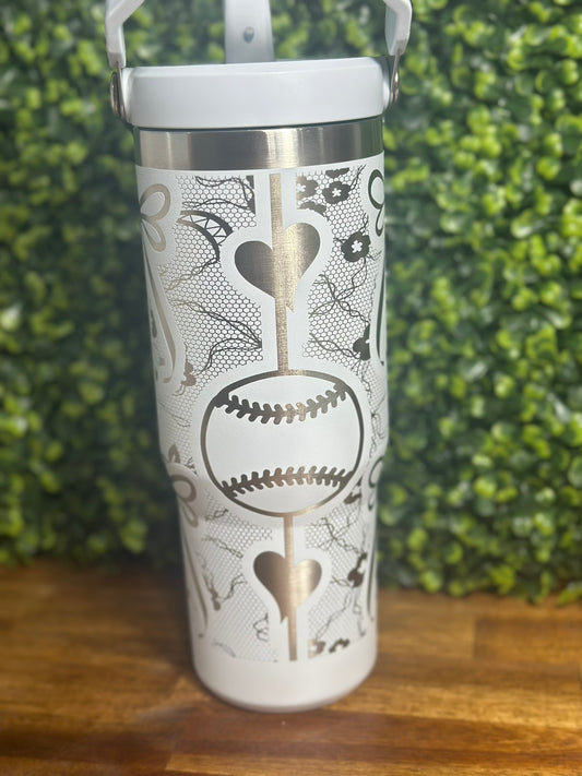Lace Softball Stanley Flip Top Tumbler image 1