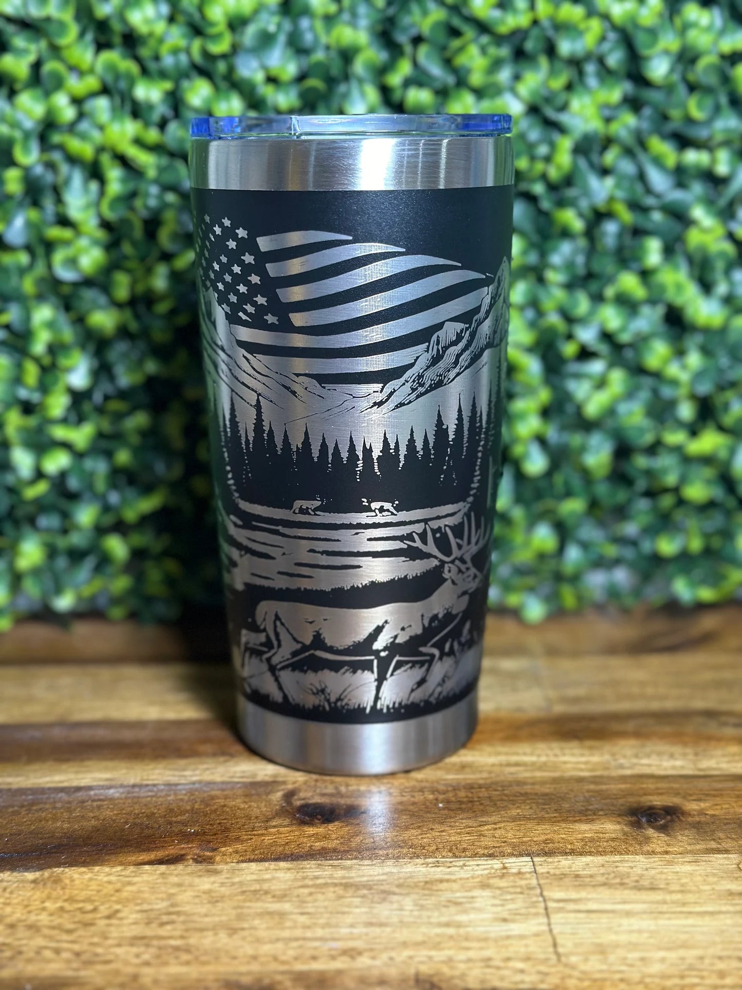 Hunting.Fishing Patriotic Scenic View Stainless Steel Tumbler image 1