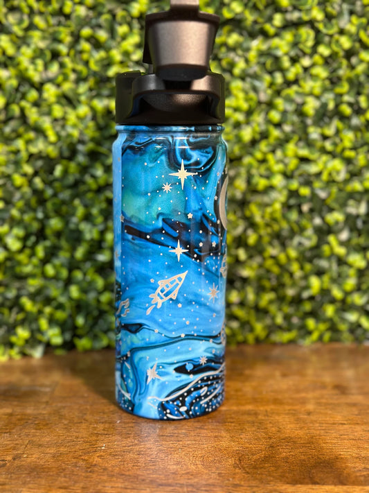 Space Themed Engraved Kids Water Bottle image 1