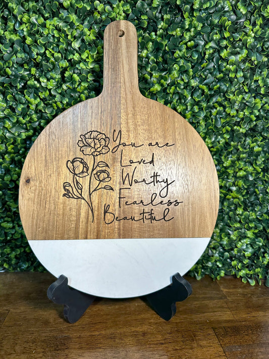 Rustic 'You Are Loved' Cutting Board - Kitchen Decor and Gift Idea image 1