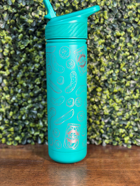 Quirky Pickle Green Water Bottle, Perfect for Pickle Fanatics image 1