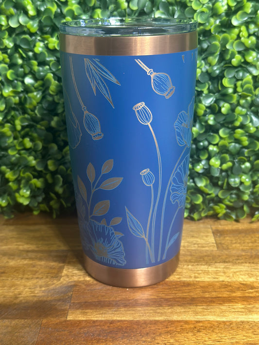 Poppy Inspired Blue with Copper Plating 20 ounce Tumbler image 1