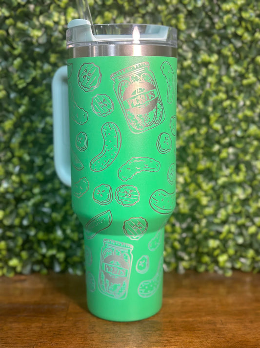 Unique Pickle Lover Gift - Custom Engraved 40oz Stanley Tumbler - Custom Gift image 1