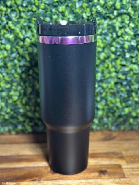 Black 40 oz Rainbow Plated Stainless Steel Tumbler