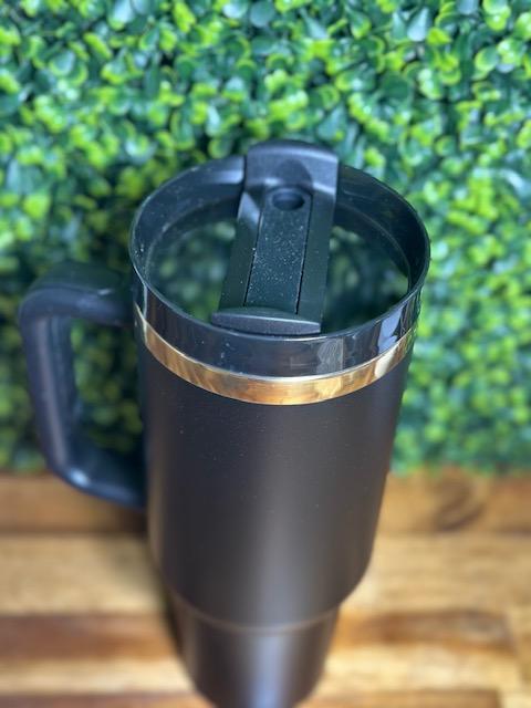 Black 40 oz Gold Plated Stainless Steel Tumbler