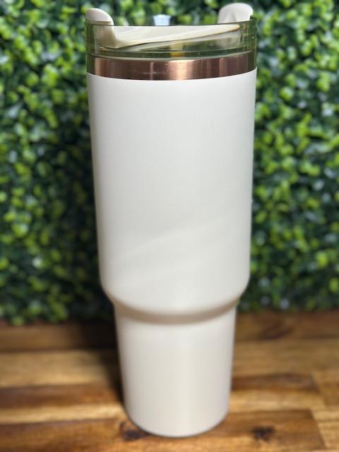 Cream 40 oz Copper Plated Stainless Steel Tumbler