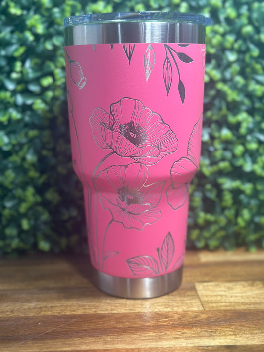 Gorgeous Poppy Wrapped 30 ounce Yeti Rambler