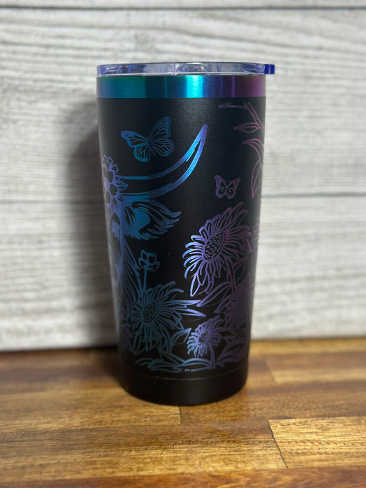 Blue/purple Ombre Plated Highland Cow 20 Ounce Tumbler