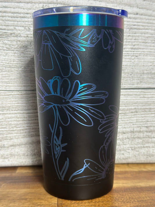 Blue/Purple Ombre Plated Daisy 20 ounce Tumbler