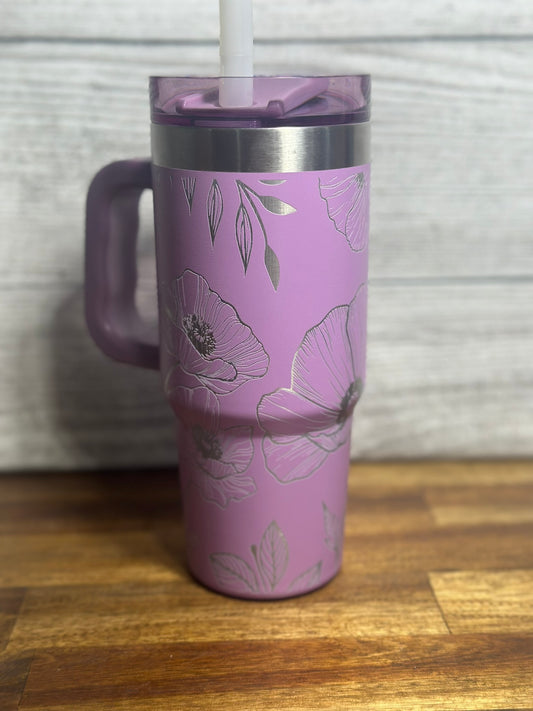 18 oz Poppy Handled Tumbler - Lilac