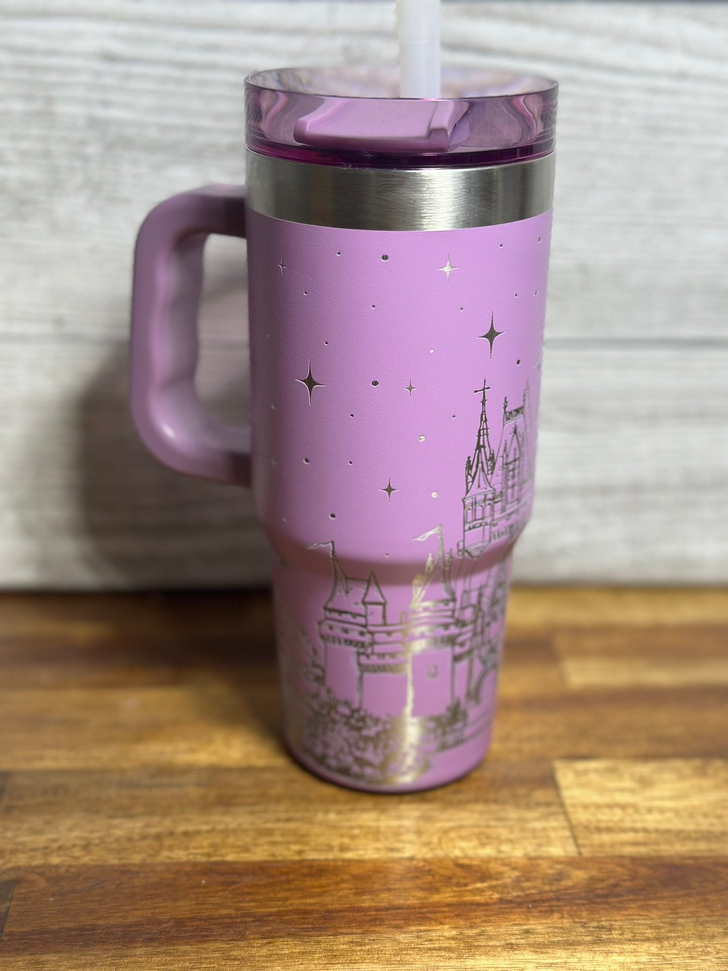 Princess Castle Lilac 18 oz Handled Tumbler