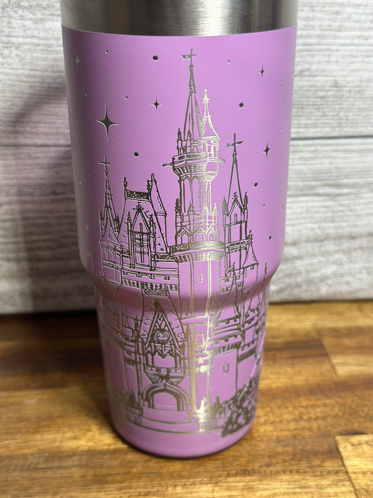 Princess Castle Lilac 18 oz Handled Tumbler