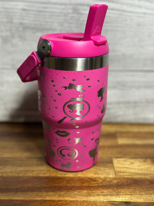 Barbie Inspired Hot Pink Flip Top Tumbler - 18 oz