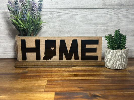 Indiana Home Sign - Raised Black Letters