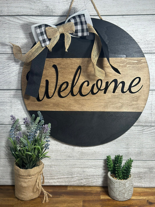 "Welcome" Door Round Sign