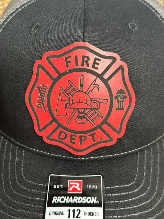 Firemen Emblem Richardson 112 Patch Hat - Black/Grey