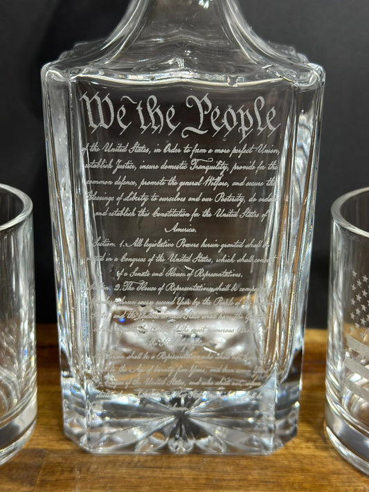 We The People Decanter and Whiskey Glass Set