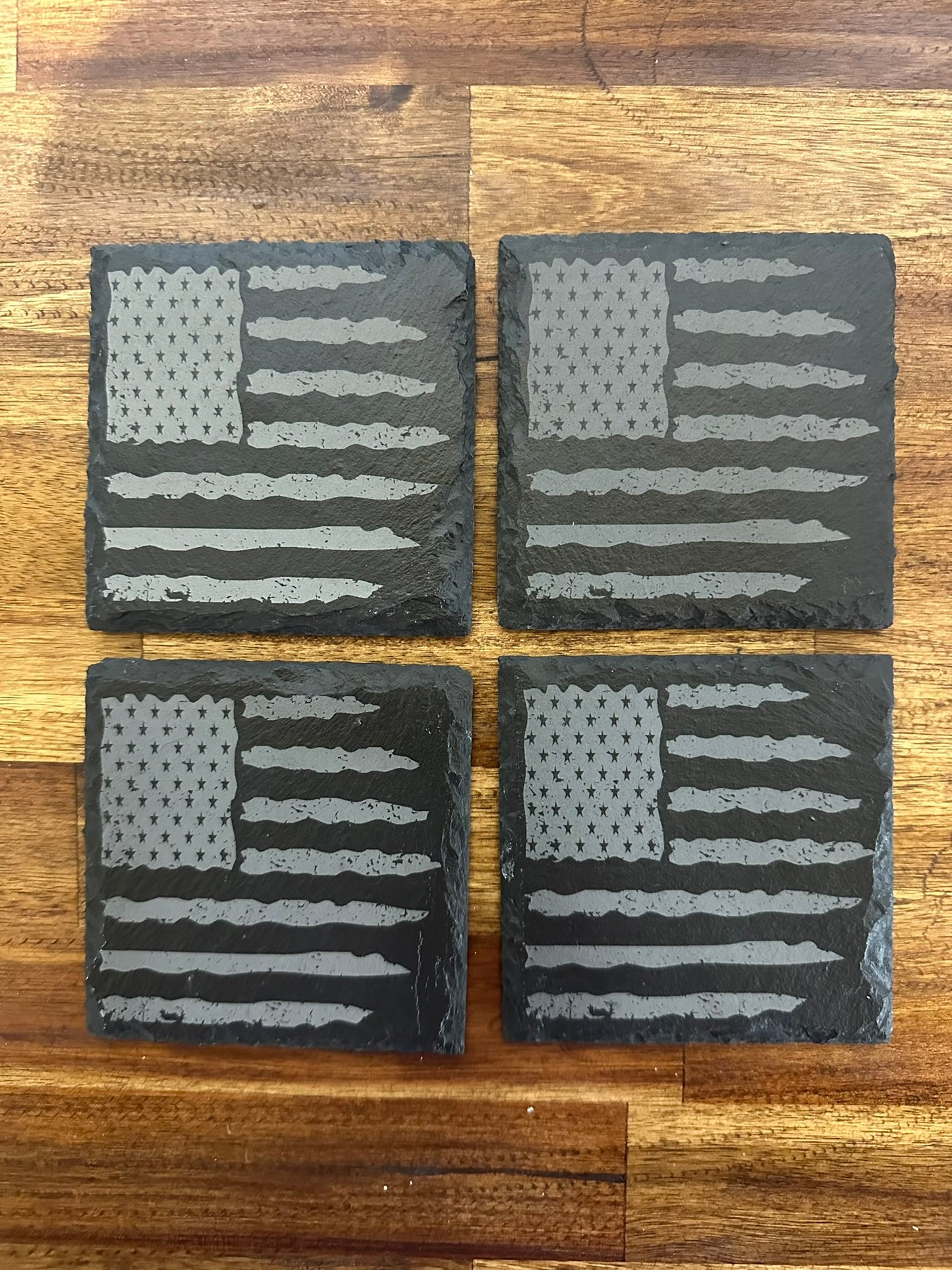 American Flag Square Slate Coasters - set of 4