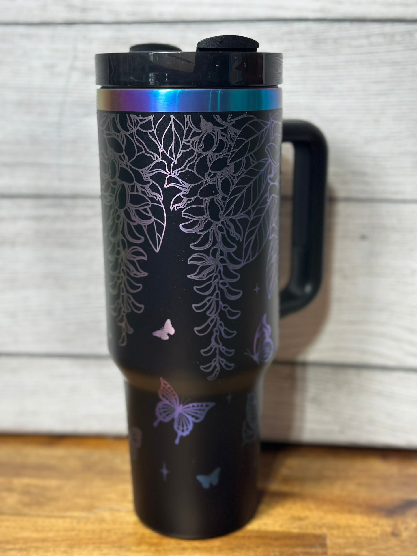 Wisteria Floral Laser Engraved Ombre Tumbler