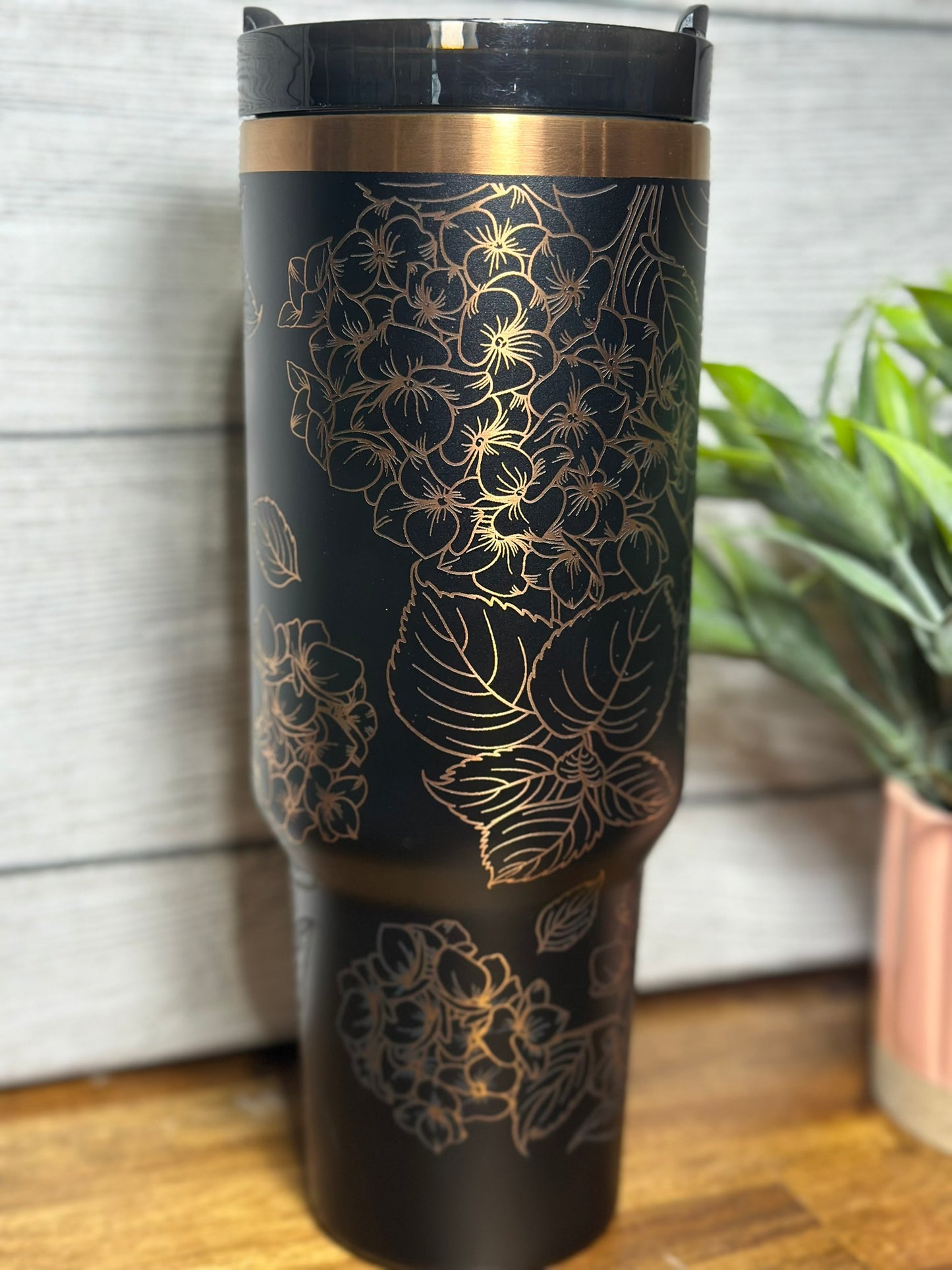 Hydrangea Copper Plated Laser Engraved Tumbler - 40 oz