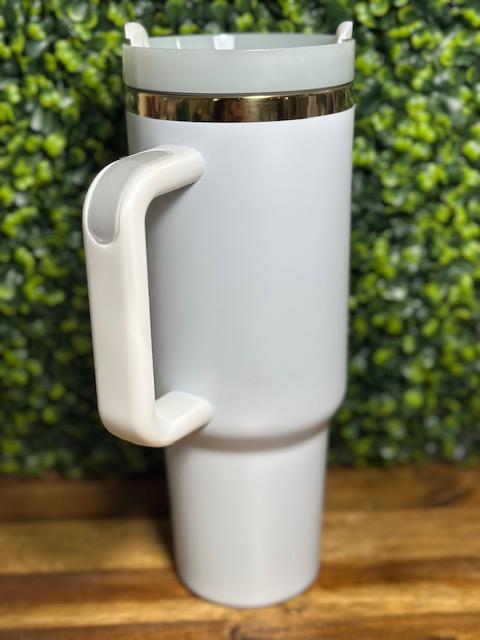 White 40 oz Gold Plated Stainless Steel Tumbler