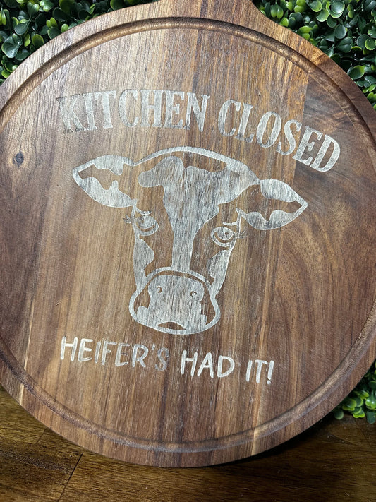 Funny Kitchen Sign - Humorous Closed Kitchen Quote - Cow Decor image 1