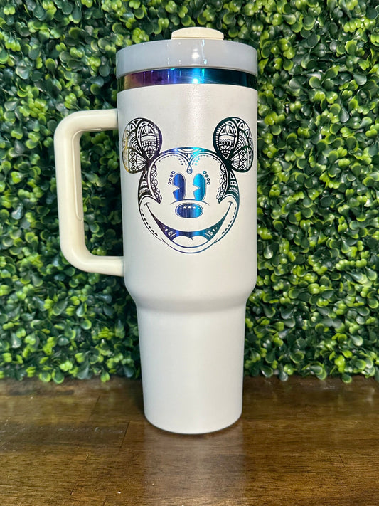 Rainbow Plated Mickey Mouse Tumbler / 40 ounce w/ Handle image 1