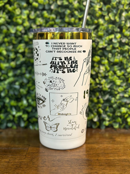 Rainbow tumbler, Taylor Swift Inspired Design, Colorful Cup for Swifties image 1