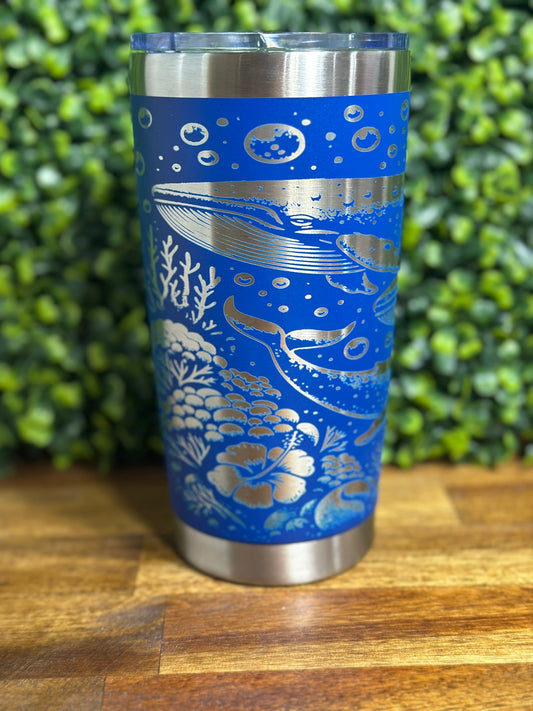 Whales Under the Sea 20 ounce Blue Tumbler image 1