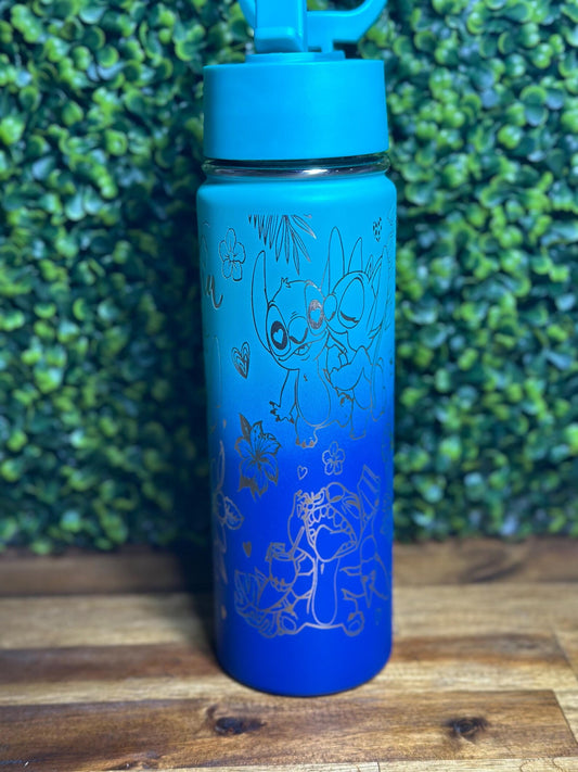 LILO and Stitch Inspired Multi colored Water Bottle image 1