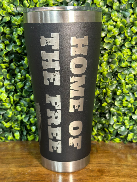 Patriotic Engraved Tumbler - 30 oz, Home of the Free Design image 1