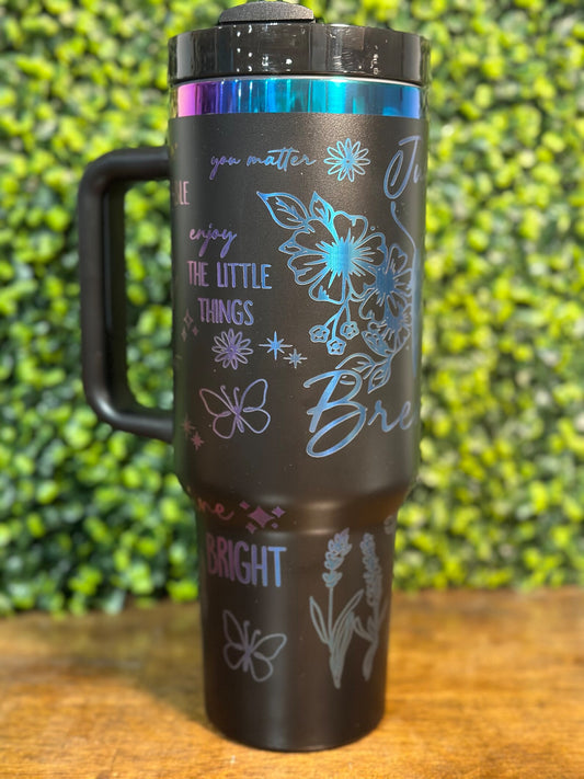 Stay Positive with this Gorgeous Rainbow Plated 40 oz Tumbler - Just Breathe image 1
