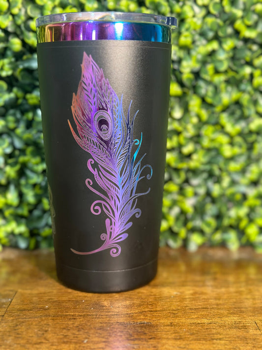 Gorgeous Peacock Tumbler / Rainbow Plated Stainless Steel image 1