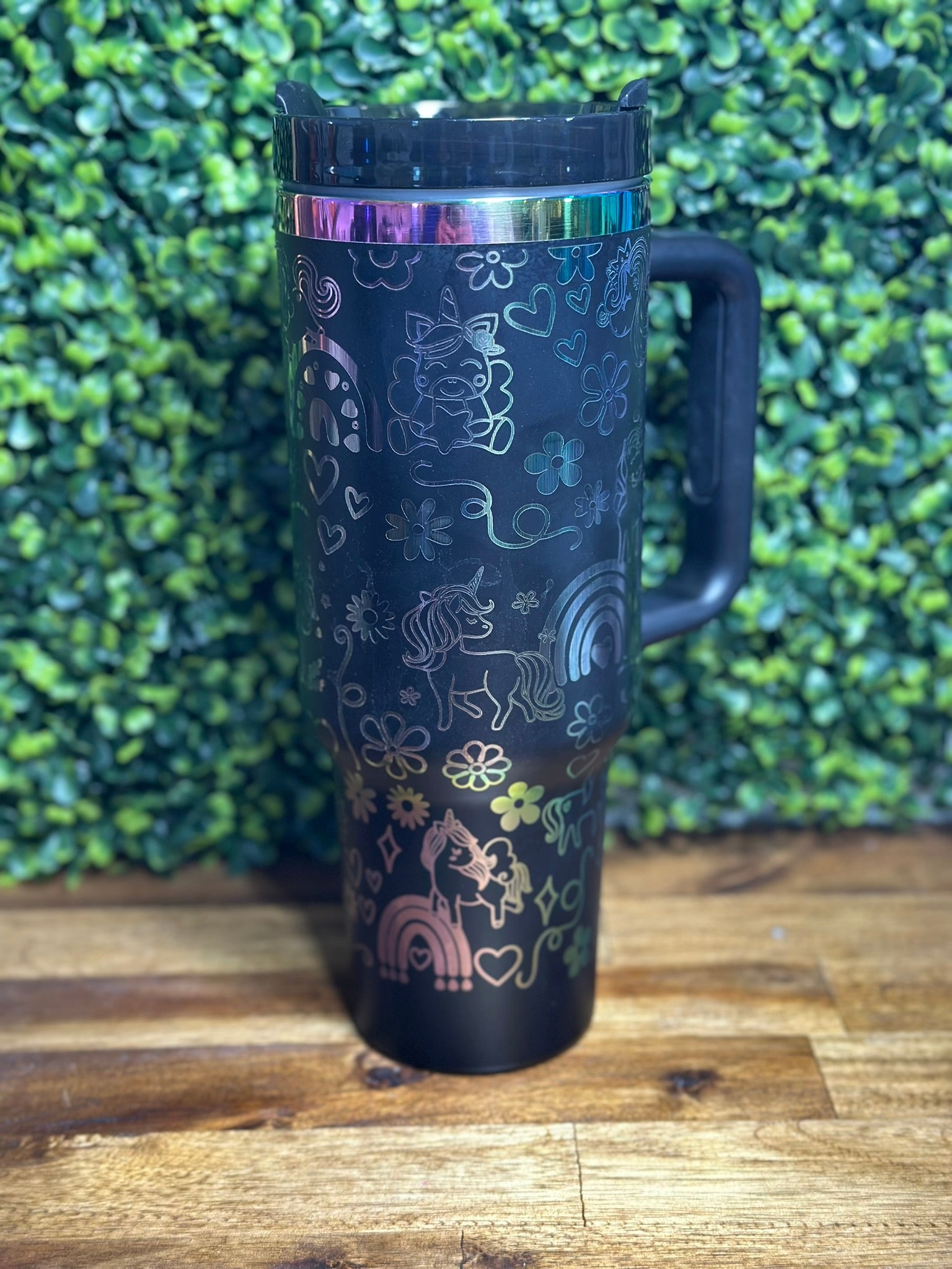 Unicorn and Rainbow w/ Rainbow Plating 40 Ounce Tumbler image 3