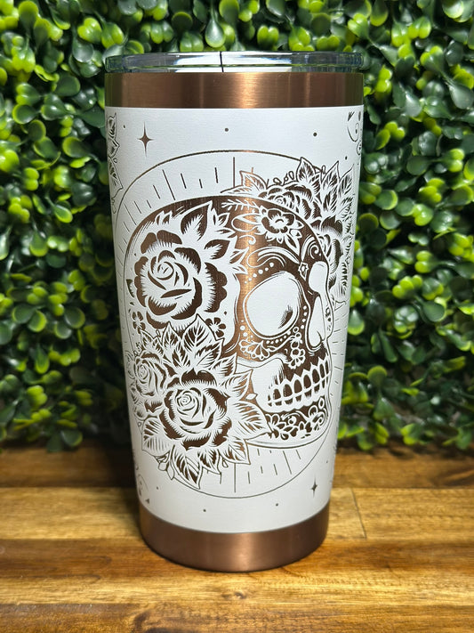 Skull and Rose Copper Plated 20 ounce Tumbler image 0