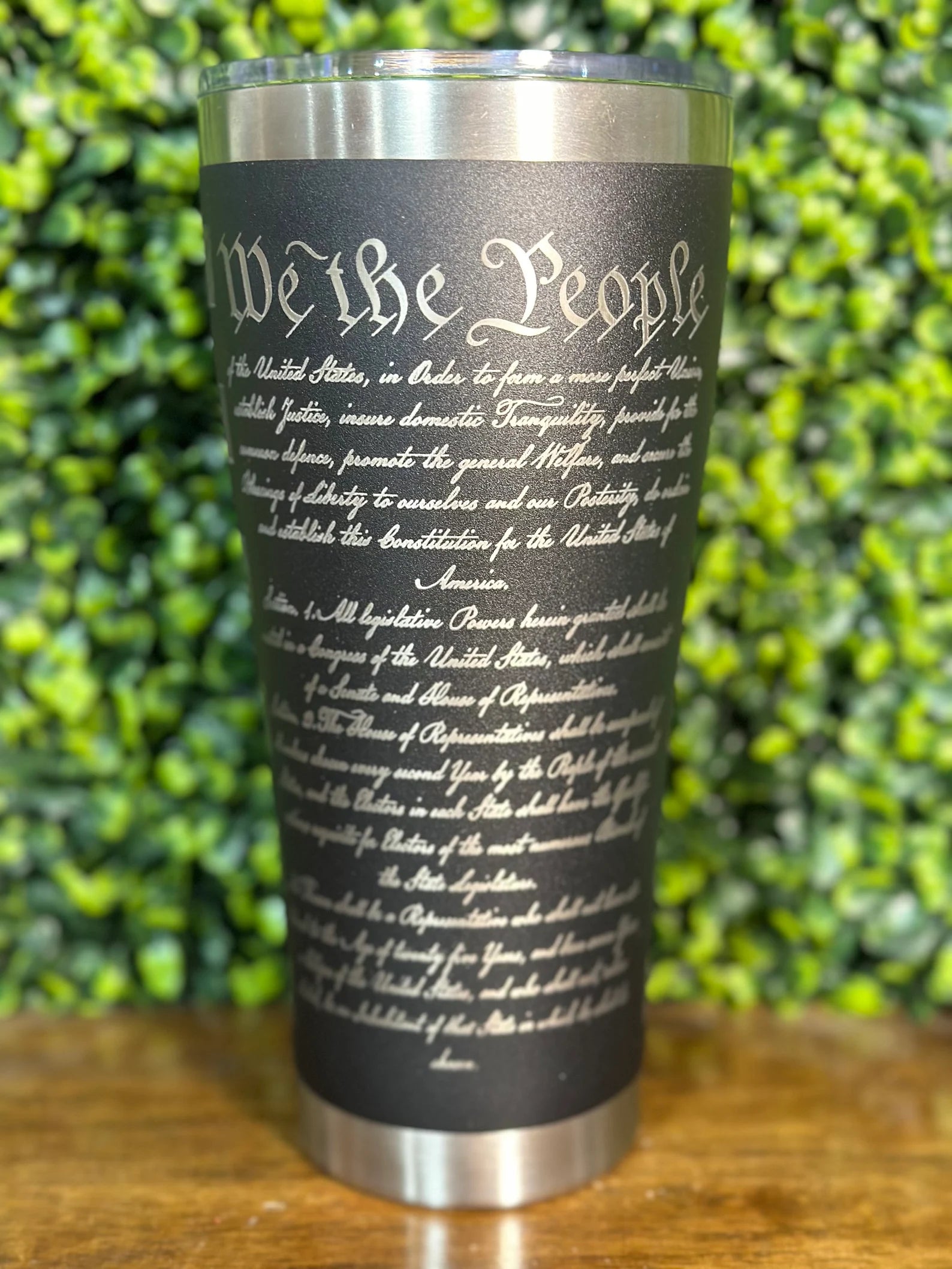 Patriotic Laser-Engraved Tumbler with American Flag Design - 30 oz image 3