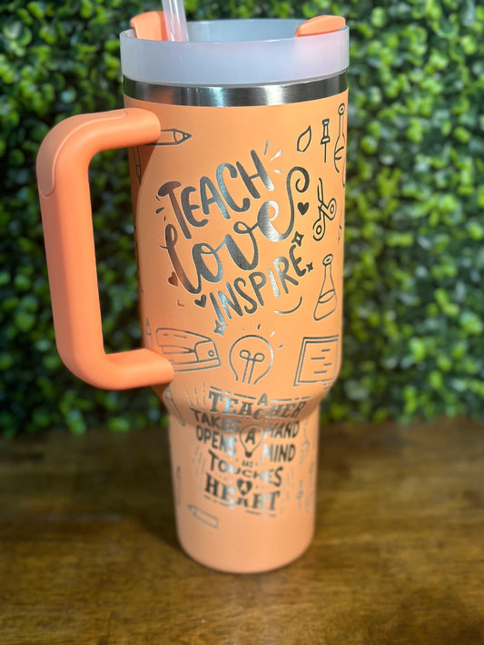 Teacher Inspired Laser Engraved Wrap / 40 ounce Authentic Stanley / Back to Scho image 0