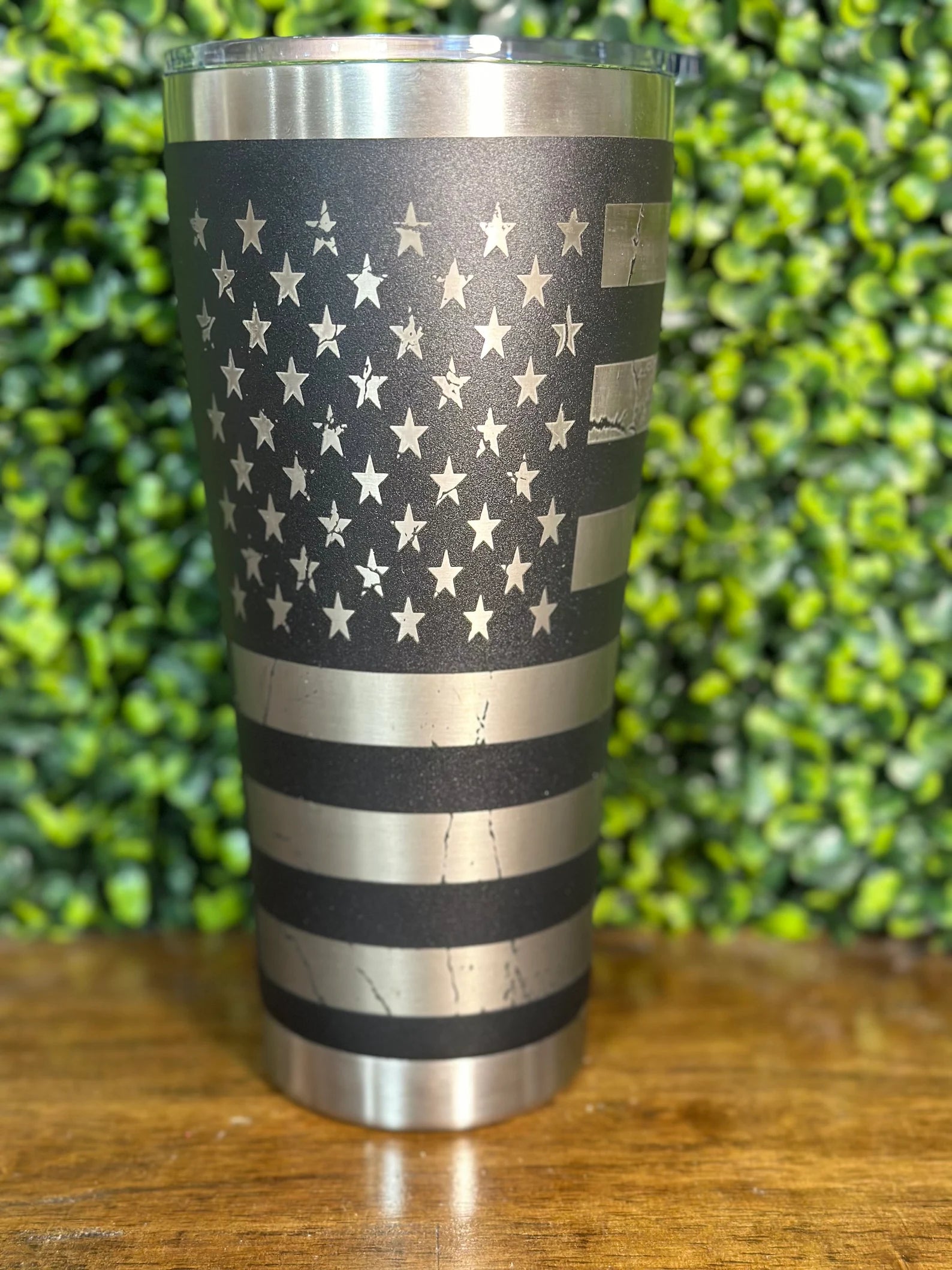 Patriotic Laser-Engraved Tumbler with American Flag Design - 30 oz image 0
