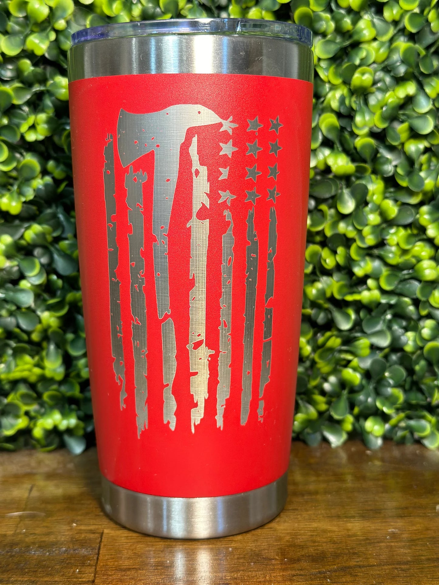Show Your Support with Fireman Flag Tumbler - 20 oz - Engraved Stainless Steel C image 0