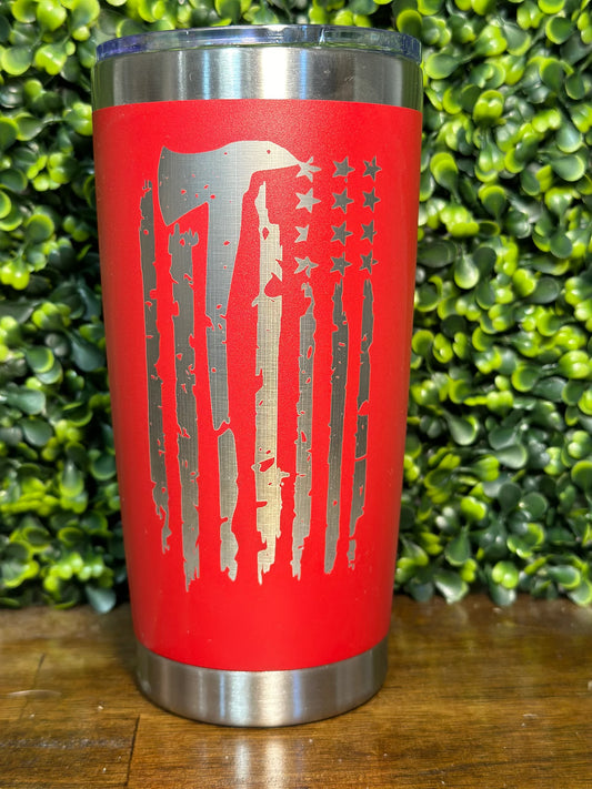 Show Your Support with Fireman Flag Tumbler - 20 oz - Engraved Stainless Steel C image 0