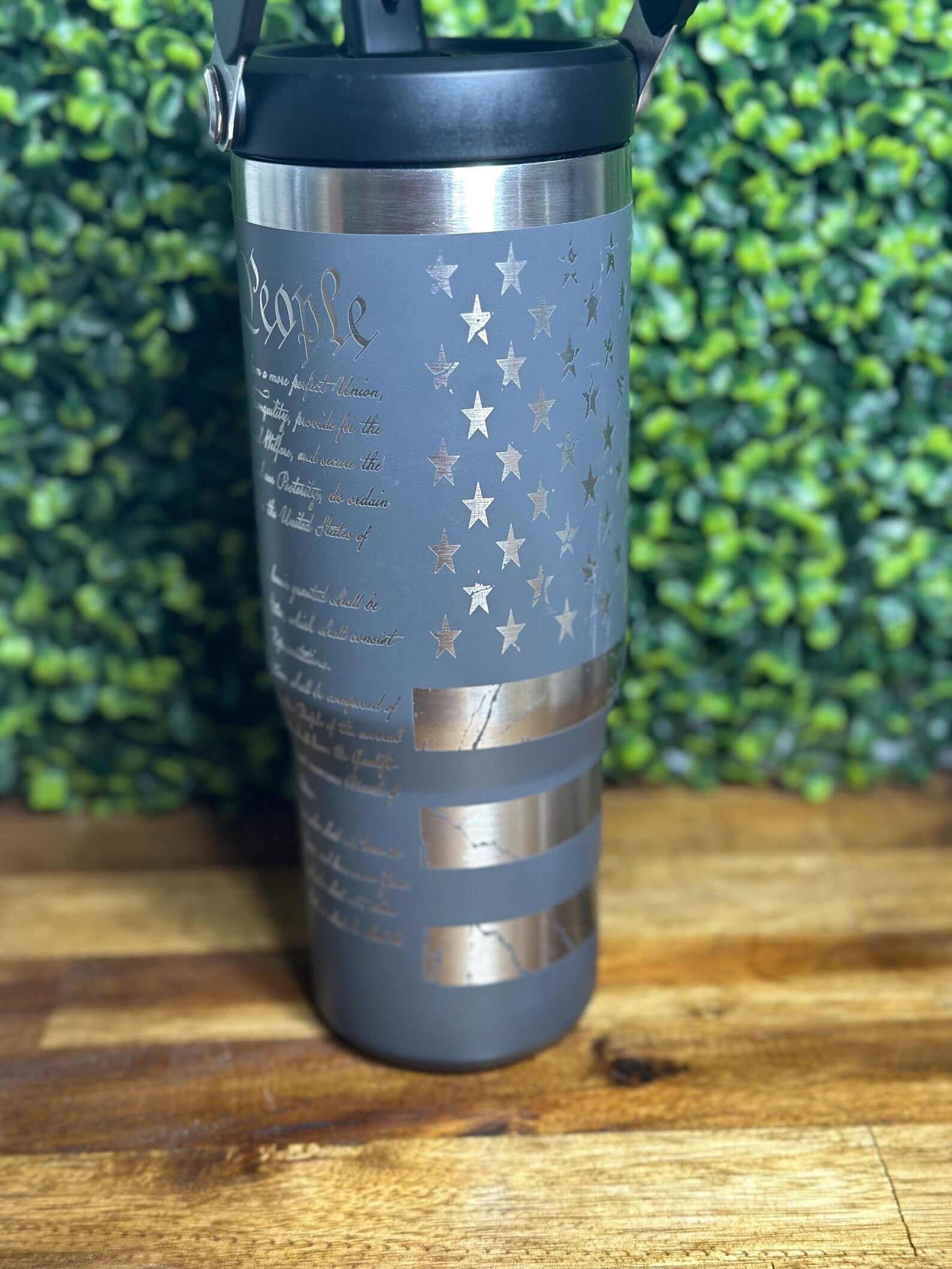 We The People Laser Engraved Authentic Stanley Flip Top Tumbler image 5